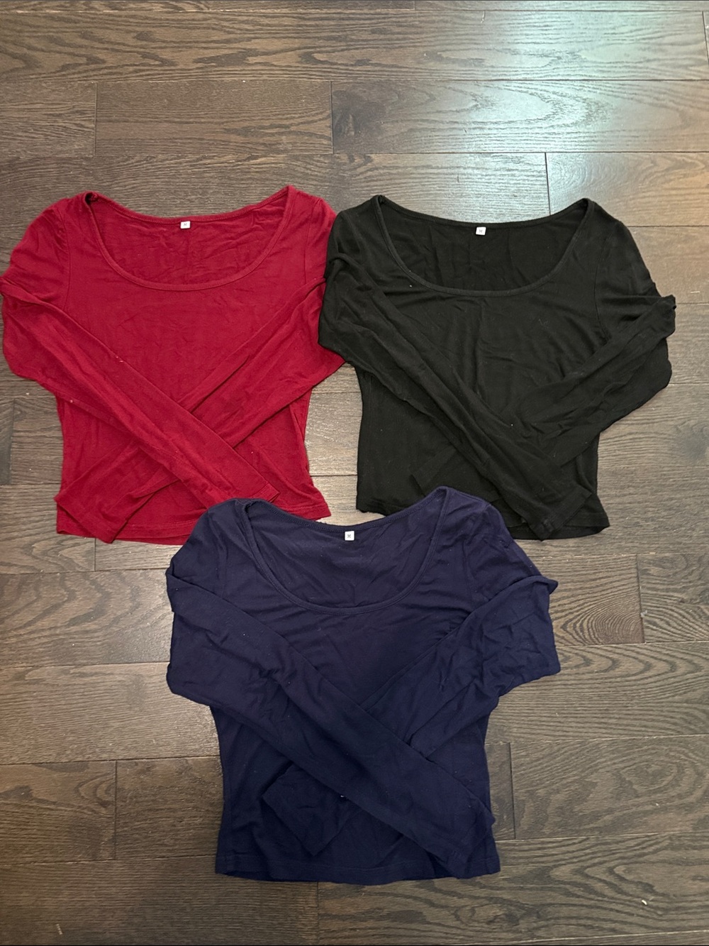 Women’s Long-Sleeve Scoop Neck Top - Red, Black, Navy
